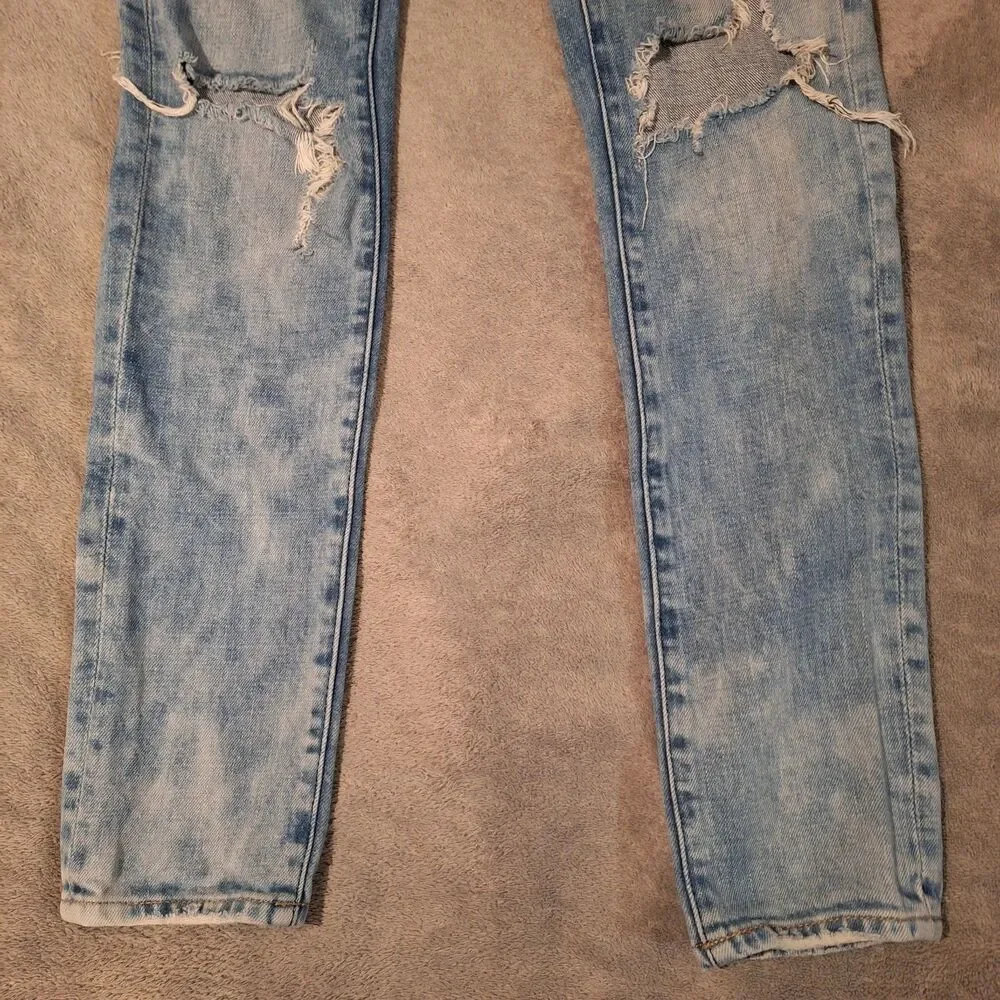 Blank NYC Jeans Women 26 Blue Skinny Distressed Whiskered Stretch Denim Faded - Picture 3 of 11